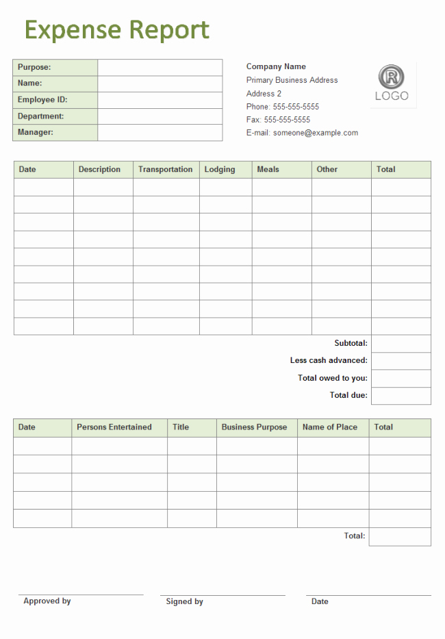 Free Expense form Template Inspirational Business Expense Report