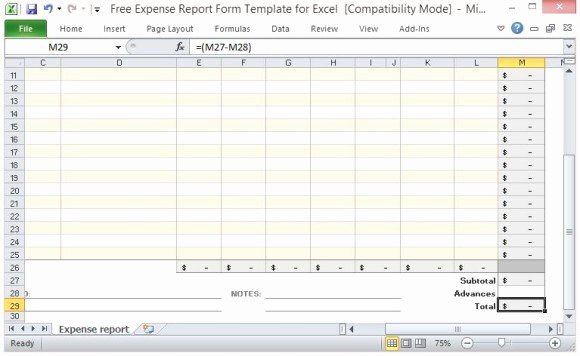 Free Expense form Template Inspirational Free Expense Report form Template for Excel