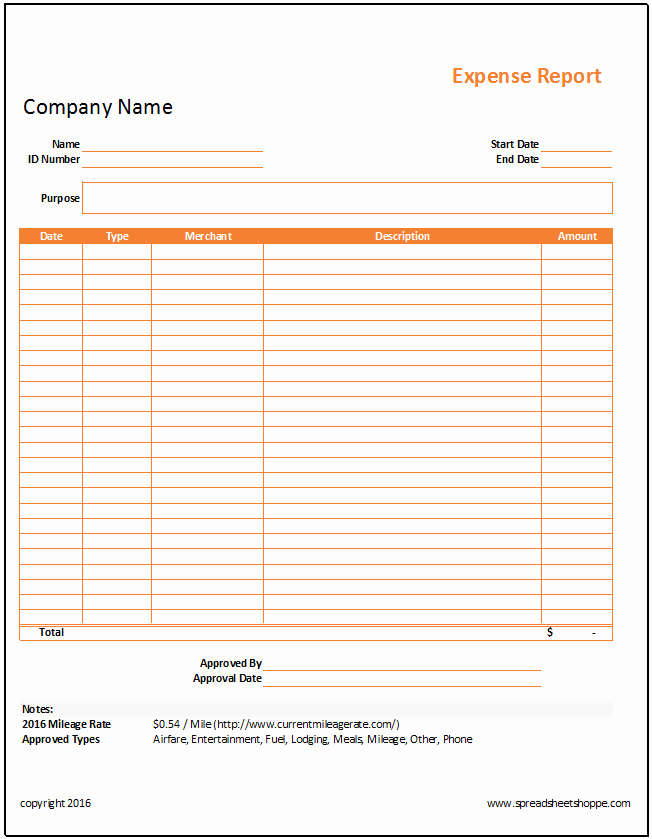 Free Expense form Template Luxury Simple Expense Report Template Spreadsheetshoppe