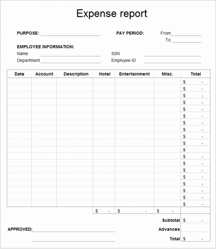 Free Expense form Template New Expense Report Templates