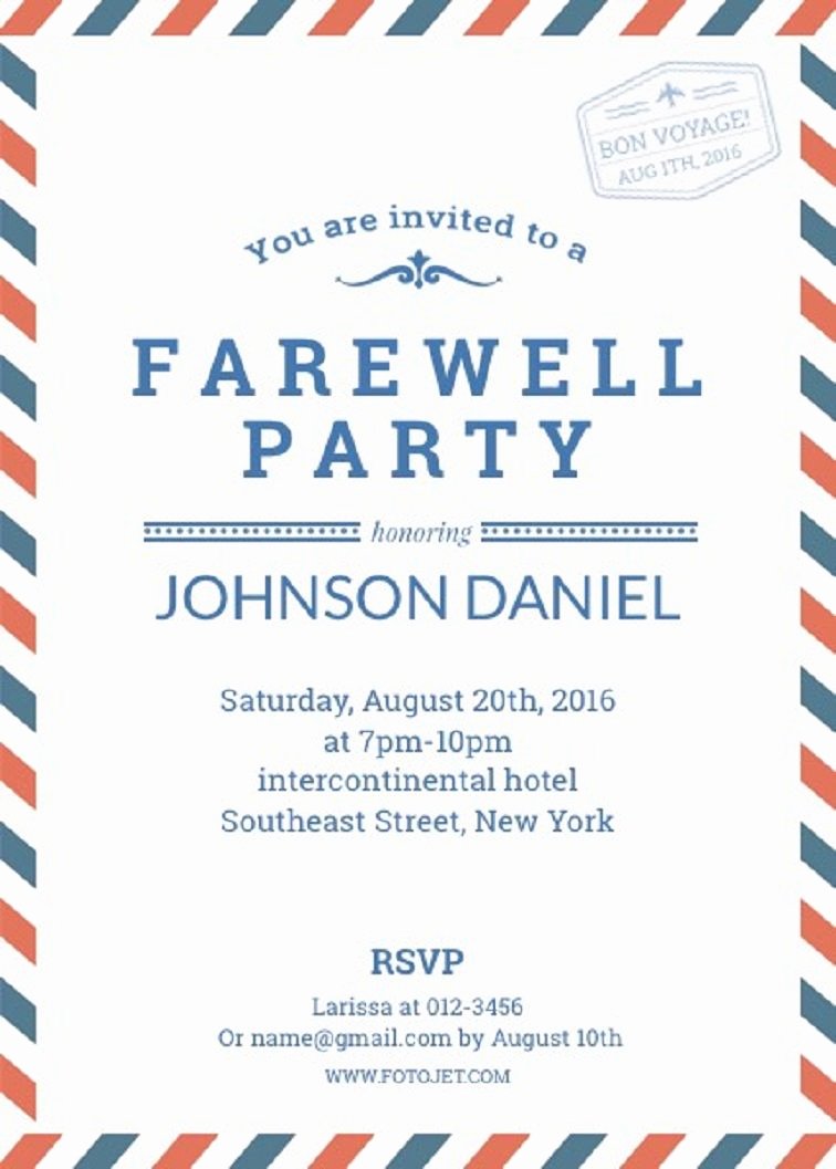 Free Farewell Invitation Template Lovely Farewell Party Invitation Template