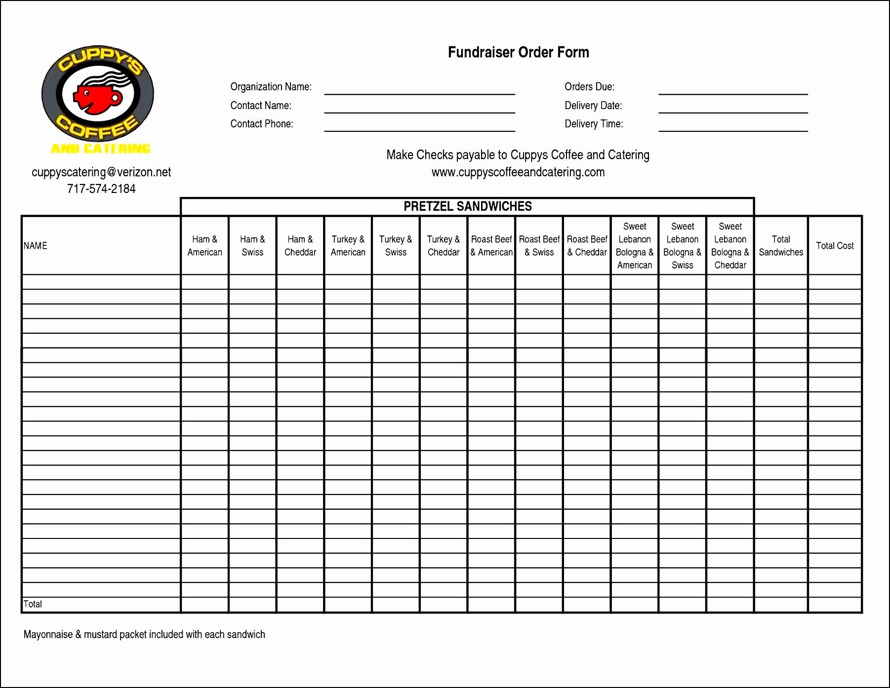 Free Fundraiser order form Template Inspirational Fundraiser order Sheet Templates