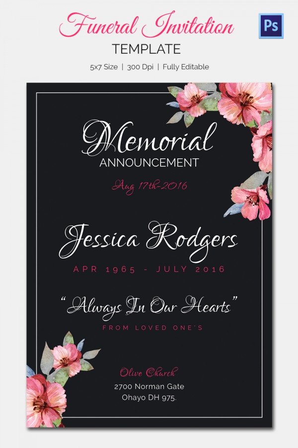 Free Funeral Invitation Template Lovely 15 Funeral Invitation Templates – Free Sample Example