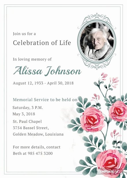 Free Funeral Invitation Template Luxury Memorial Service Invitation Template