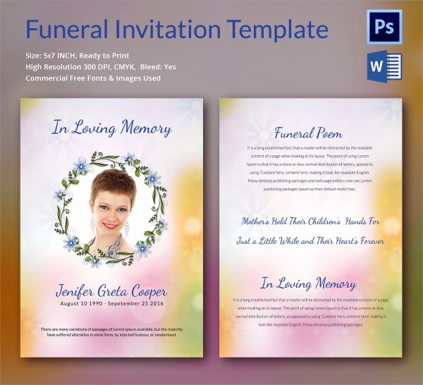 Free Funeral Invitation Template New Sample Funeral Invitation Template 11 Documents In Word