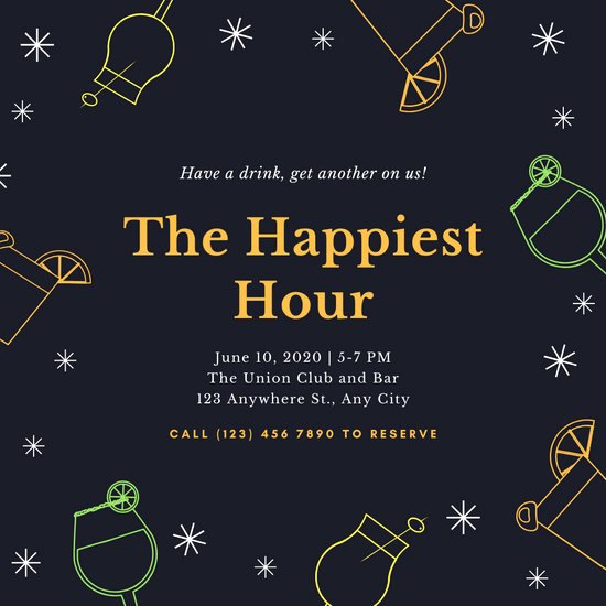 Free Happy Hour Invitation Template Awesome Customize 74 Happy Hour Invitation Templates Online Canva