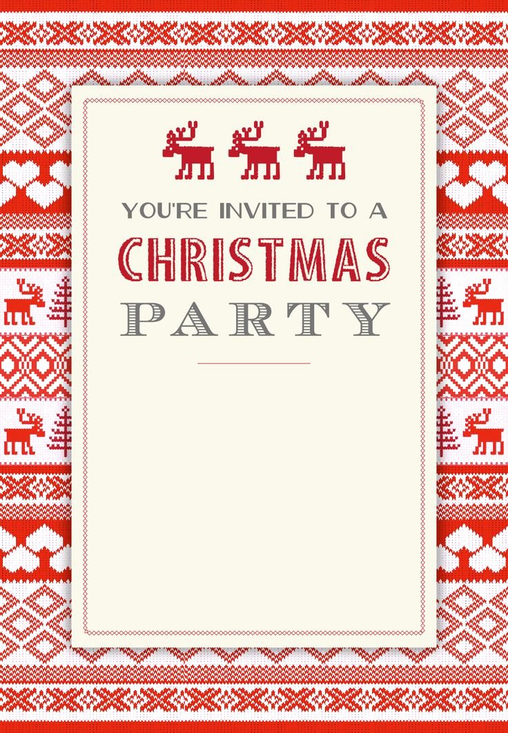 Free Holiday Party Invitation Template New Sweaters Pattern Free Printable Christmas Invitation