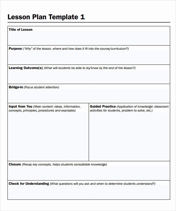 Free Lesson Plan Template Elementary Beautiful Sample Printable Lesson Plan Template – 11 Free