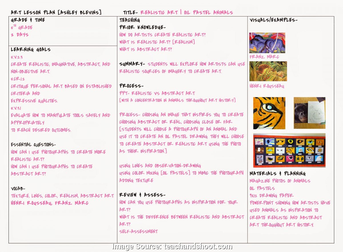 Free Lesson Plan Template Elementary Best Of Simple Art Lesson Plan Example Teach and Shoot the