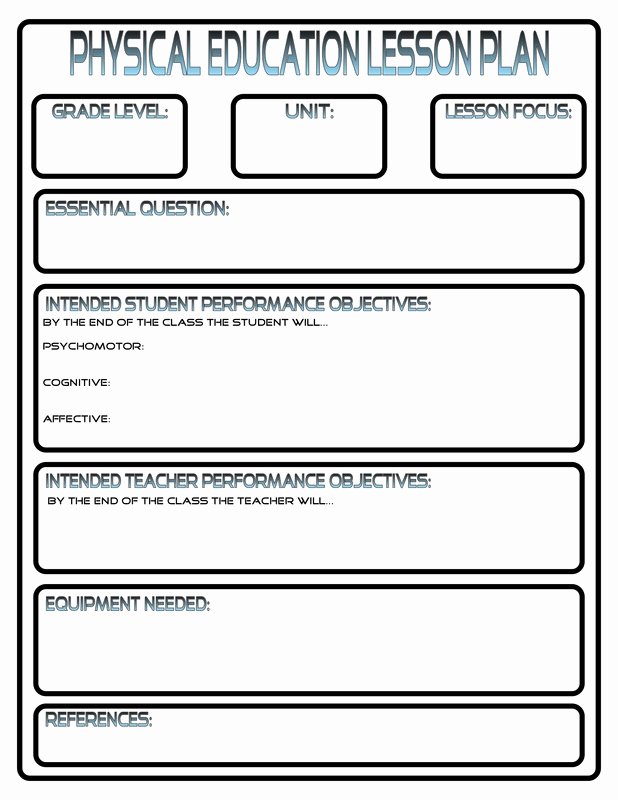 Free Lesson Plan Template Elementary Elegant Lesson Plans Phys Ed Review