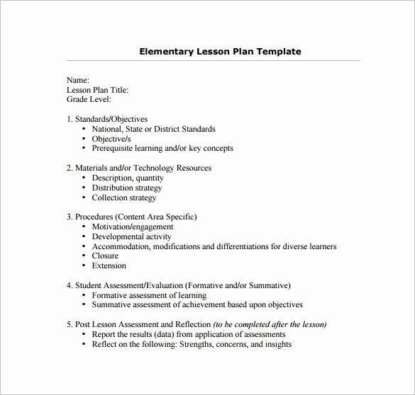 Free Lesson Plan Template Elementary Luxury 7 Teacher Lesson Plan Templates Doc Pdf Excel