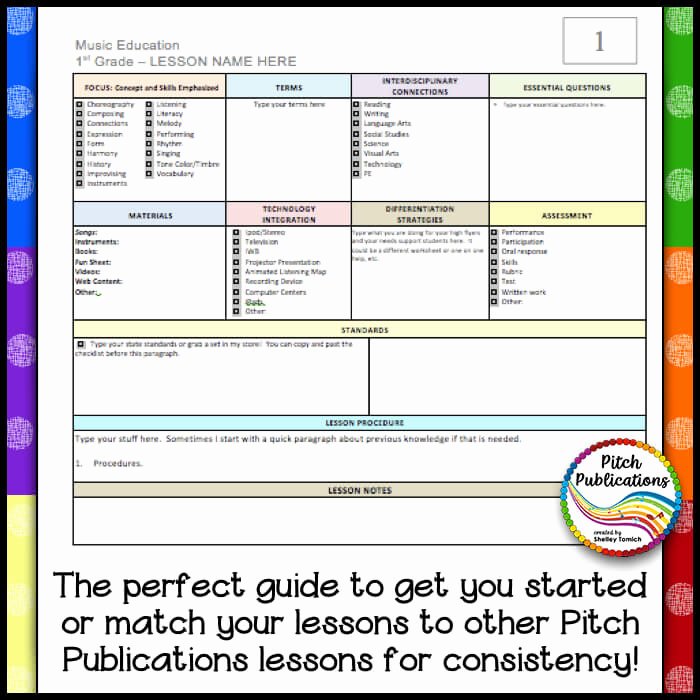 Free Lesson Plan Template Elementary New Elementary Music Lesson Plan Templates Free