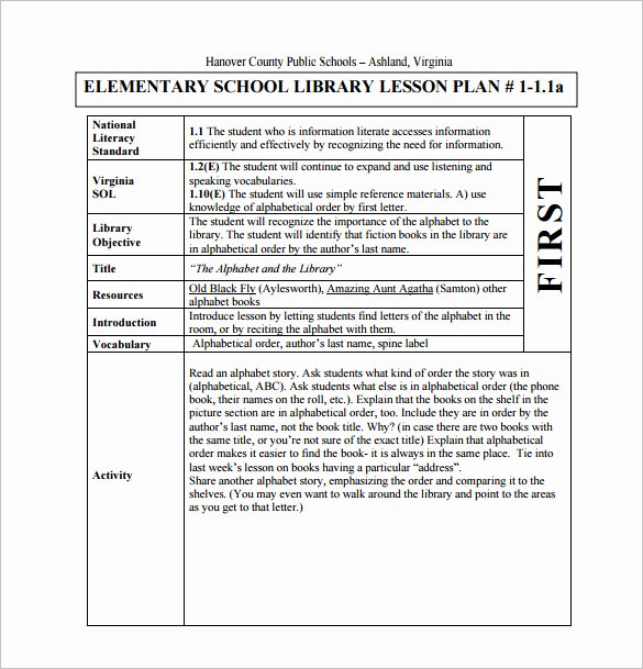 Free Lesson Plan Template Elementary Unique Elementary Lesson Plan Template 11 Free Word Excel