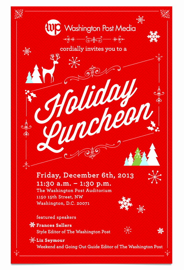 Free Luncheon Invitation Template Elegant Holiday Luncheon Invitation for Washington Post Media On