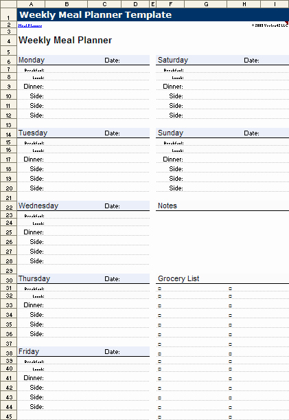 Free Meal Planner Template Download Elegant Meal Planner Template Weekly Menu Planner