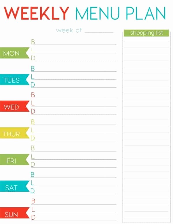 Free Menu Plan Template Awesome Free Weekly Menu Planner Printable