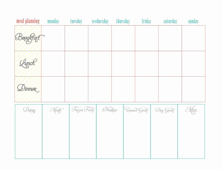 Free Menu Plan Template Elegant 40 Weekly Meal Planning Templates Template Lab