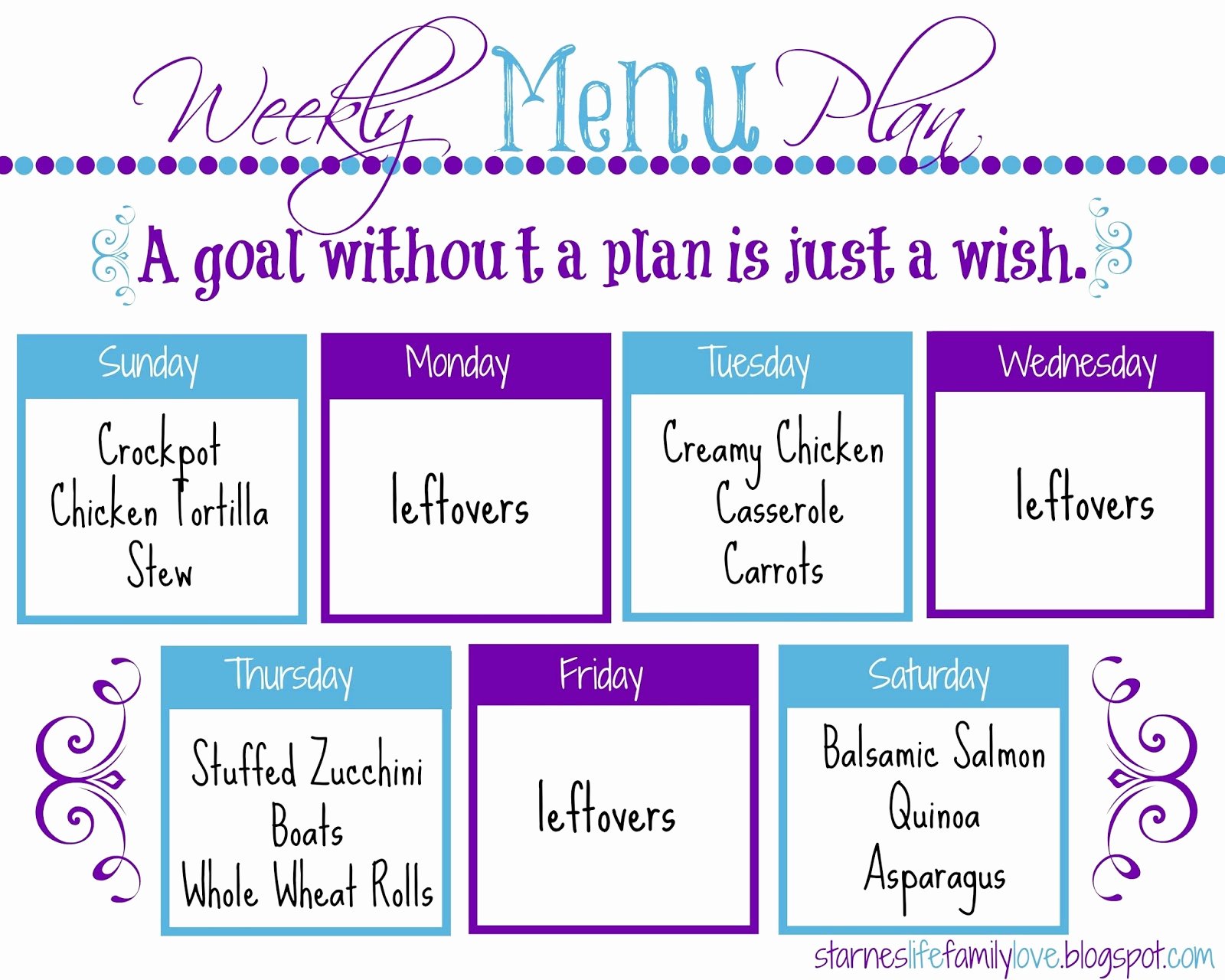 Free Menu Plan Template Elegant Life Family Love Menu Plan Week Of 01 04 15