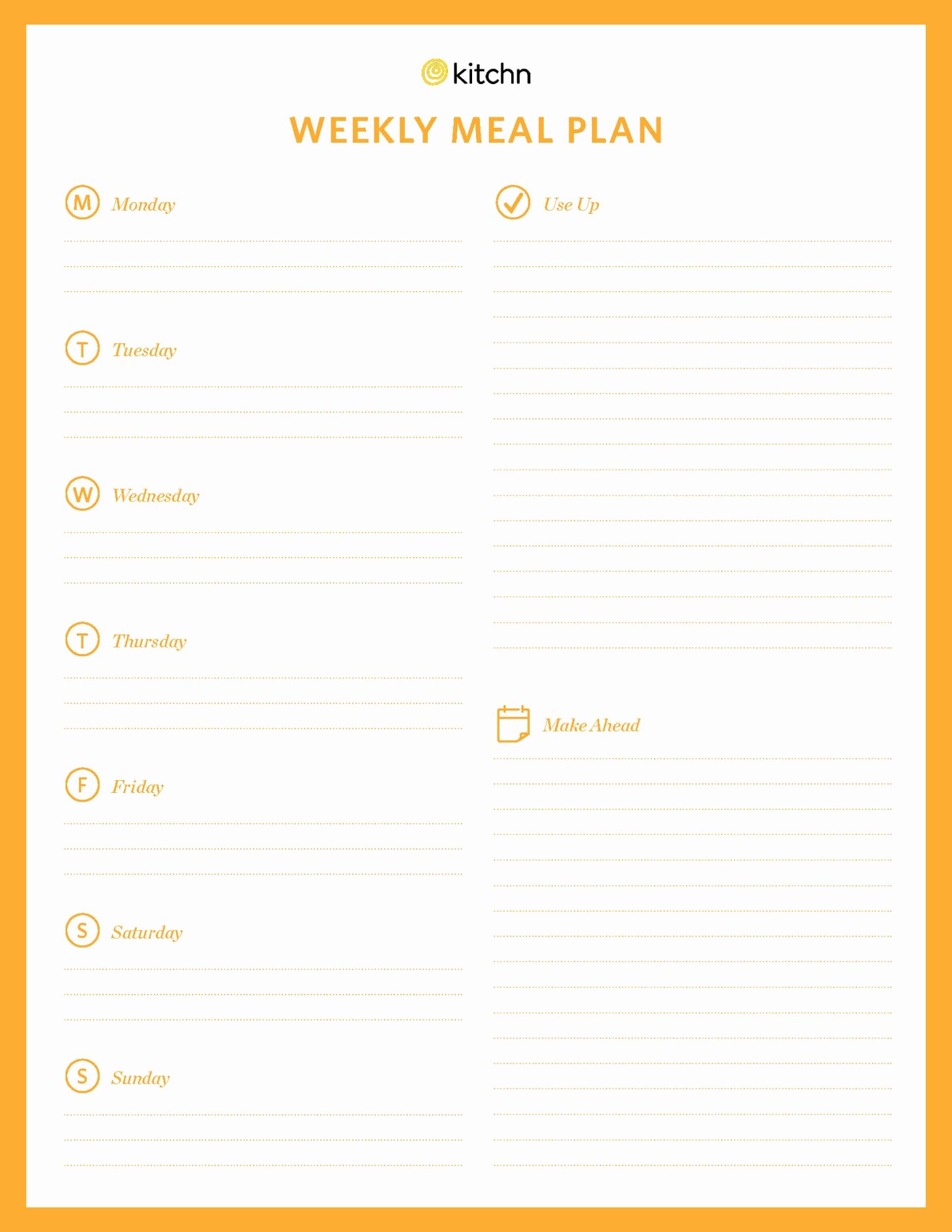 Free Menu Plan Template Fresh Kitchn S Meal Plan Template