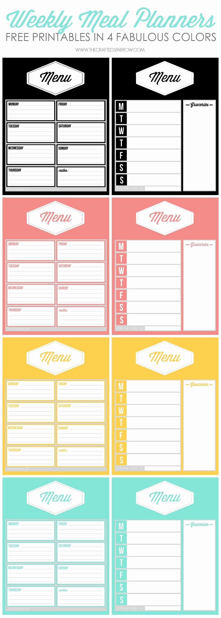 Free Menu Plan Template Inspirational Free Printable Weekly Meal Planners