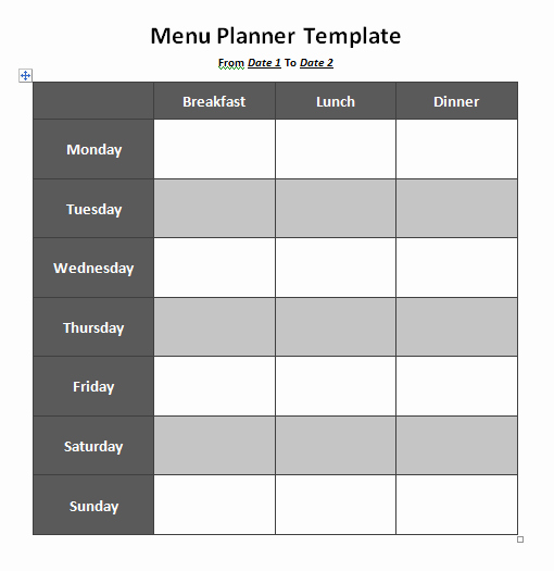 Free Menu Plan Template Inspirational Menu Planner Templates 8 Free Printable Templates