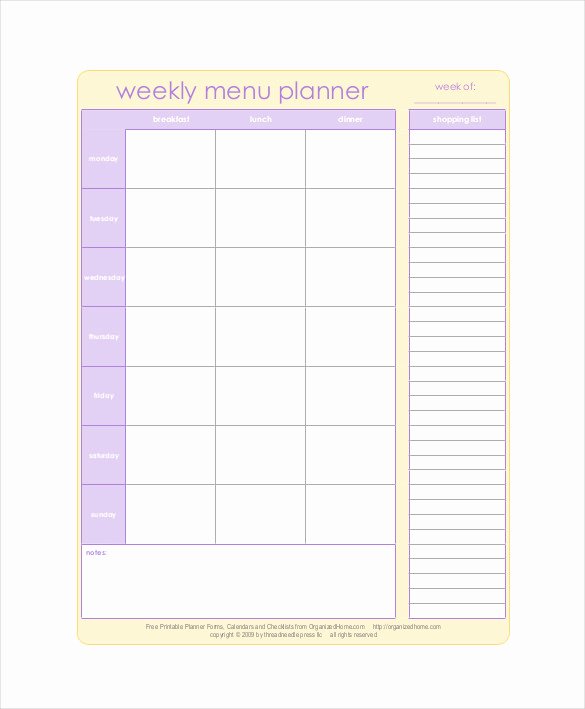 Free Menu Plan Template New 18 Menu Planner Templates – Free Sample Example format