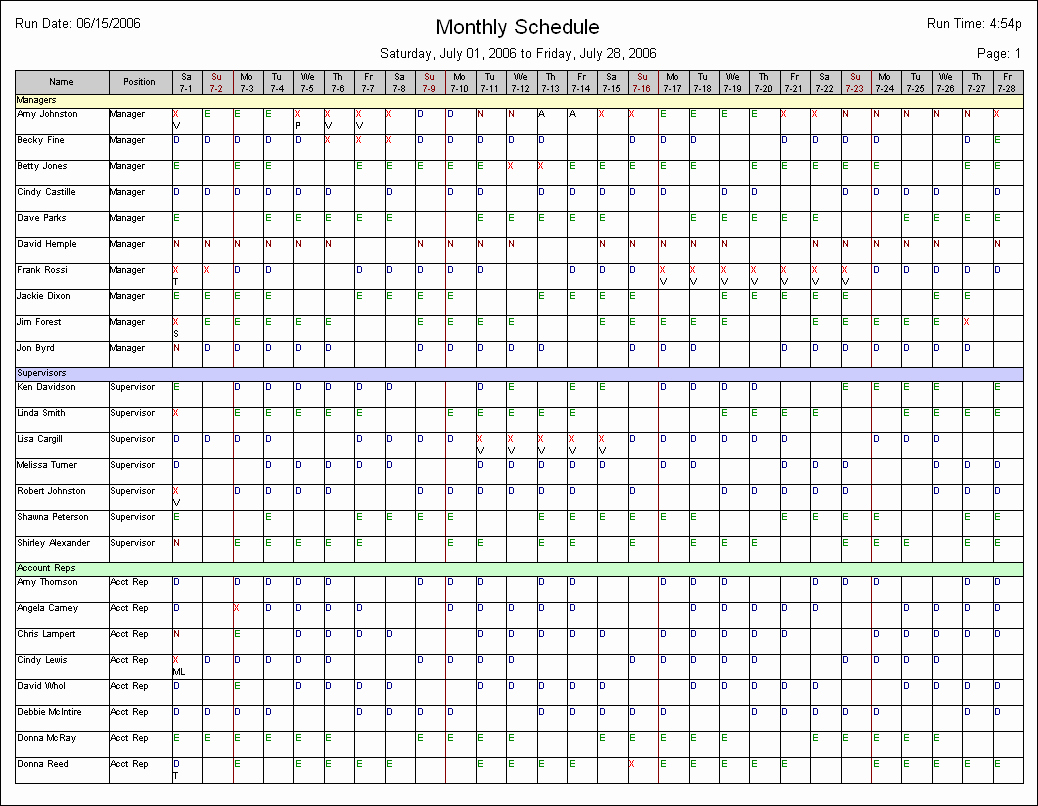 Free Monthly Work Schedule Template Luxury Staff Schedule Template Monthly – Printable Schedule Template