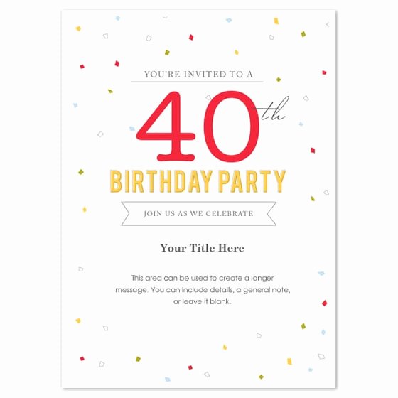 Free Party Invitation Template Word Beautiful 40th Birthday Invitation Template Word
