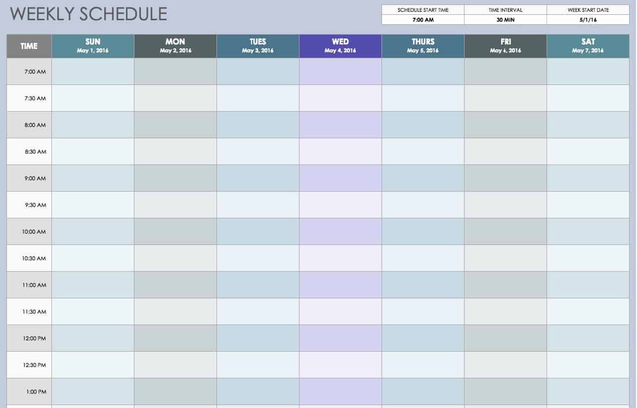 Free Printable Weekly Schedule Template Beautiful Free Weekly Schedule Templates for Excel Smartsheet
