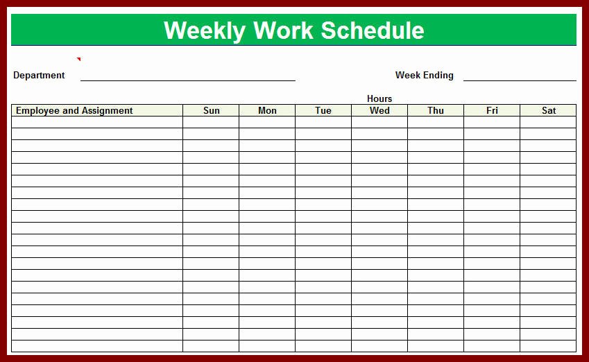 Free Printable Weekly Schedule Template Fresh Blank Weekly Employee Schedule Template to Pin On