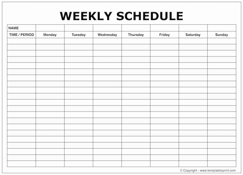 Free Printable Weekly Schedule Template Fresh Weekly Schedule Planner
