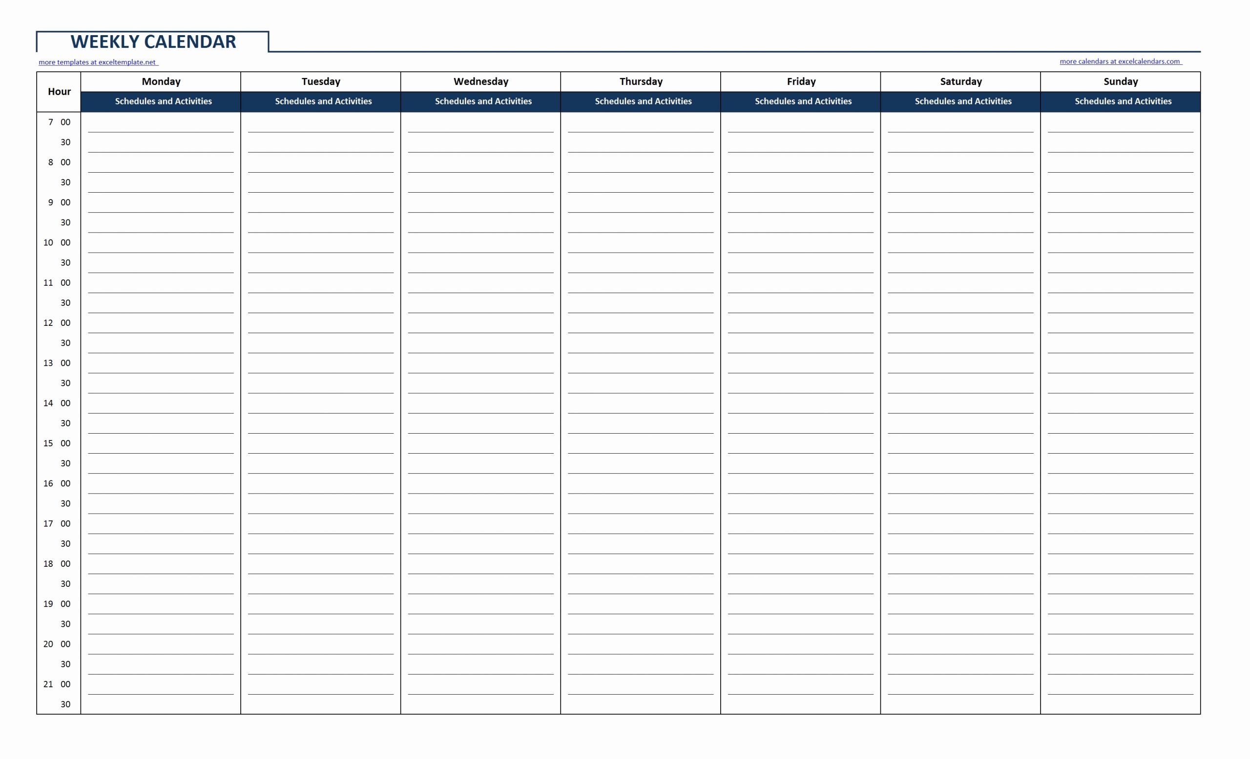 Free Printable Weekly Schedule Template Inspirational Printable Blank Weekly Calendar