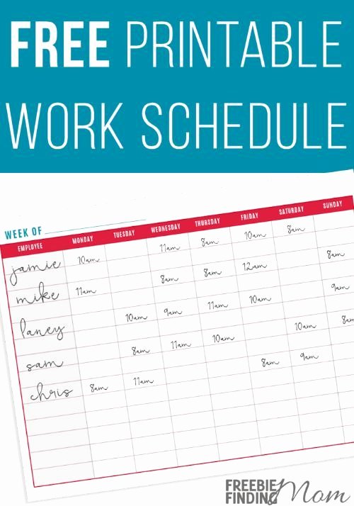 Free Printable Weekly Schedule Template New Free Printable Work Schedule organizing