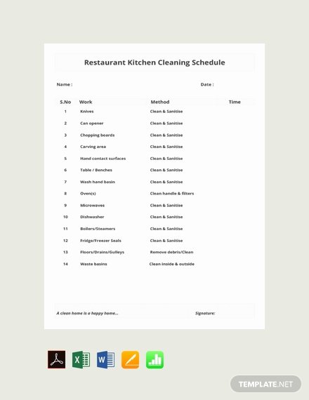 Free Restaurant Schedule Template Best Of 37 Free Cleaning Schedule Templates Pdf Word