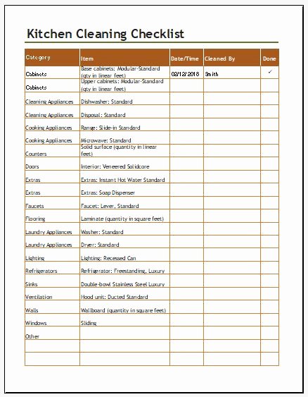 Free Restaurant Schedule Template Lovely Kitchen Cleaning Checklist Template for Excel