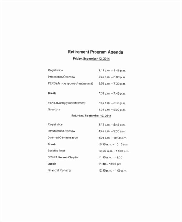 Free Retirement Party Program Template Awesome Free 31 Agenda Templates &amp; Examples In Pdf Doc