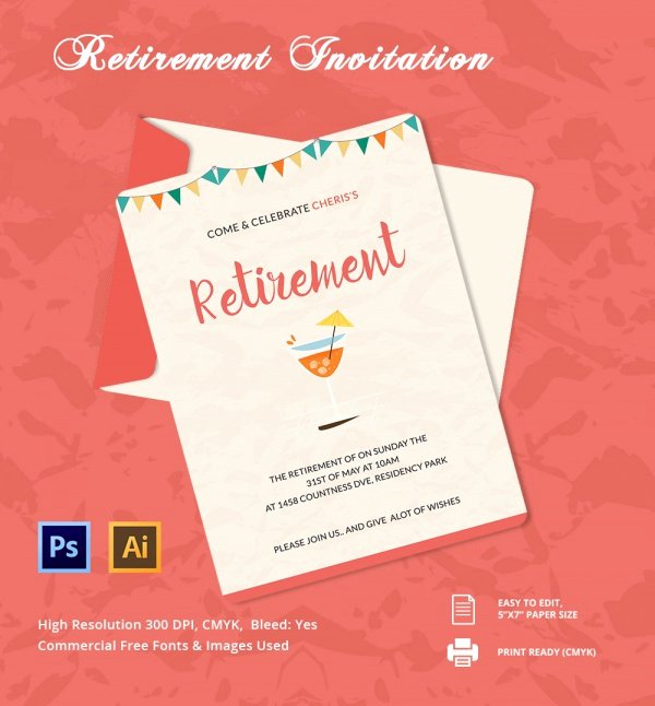 Free Retirement Party Program Template Best Of Free 17 Retirement Party Invitations In Illustrator