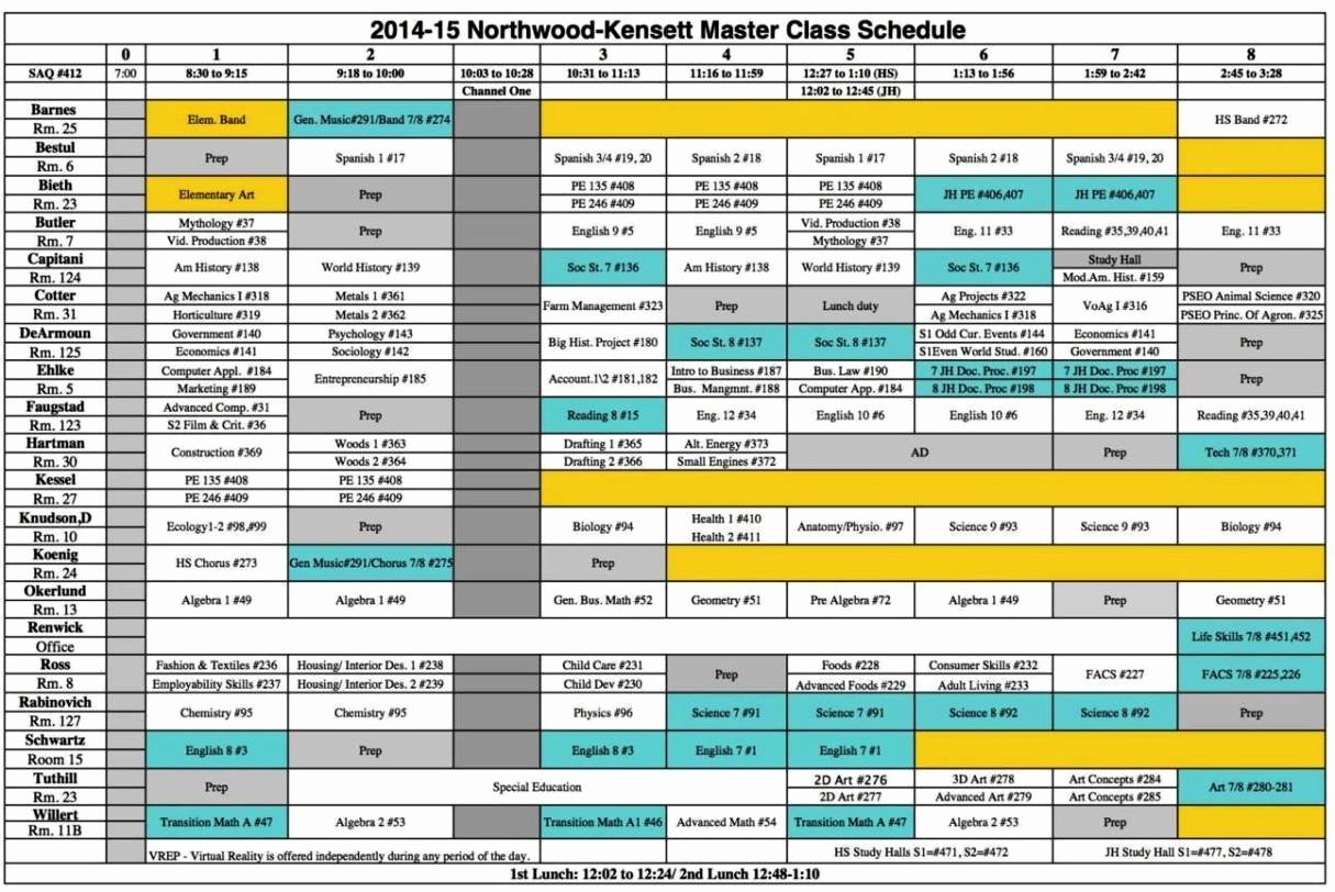 Free School Master Schedule Template Elegant High School Master Schedule Template Sampletemplatess