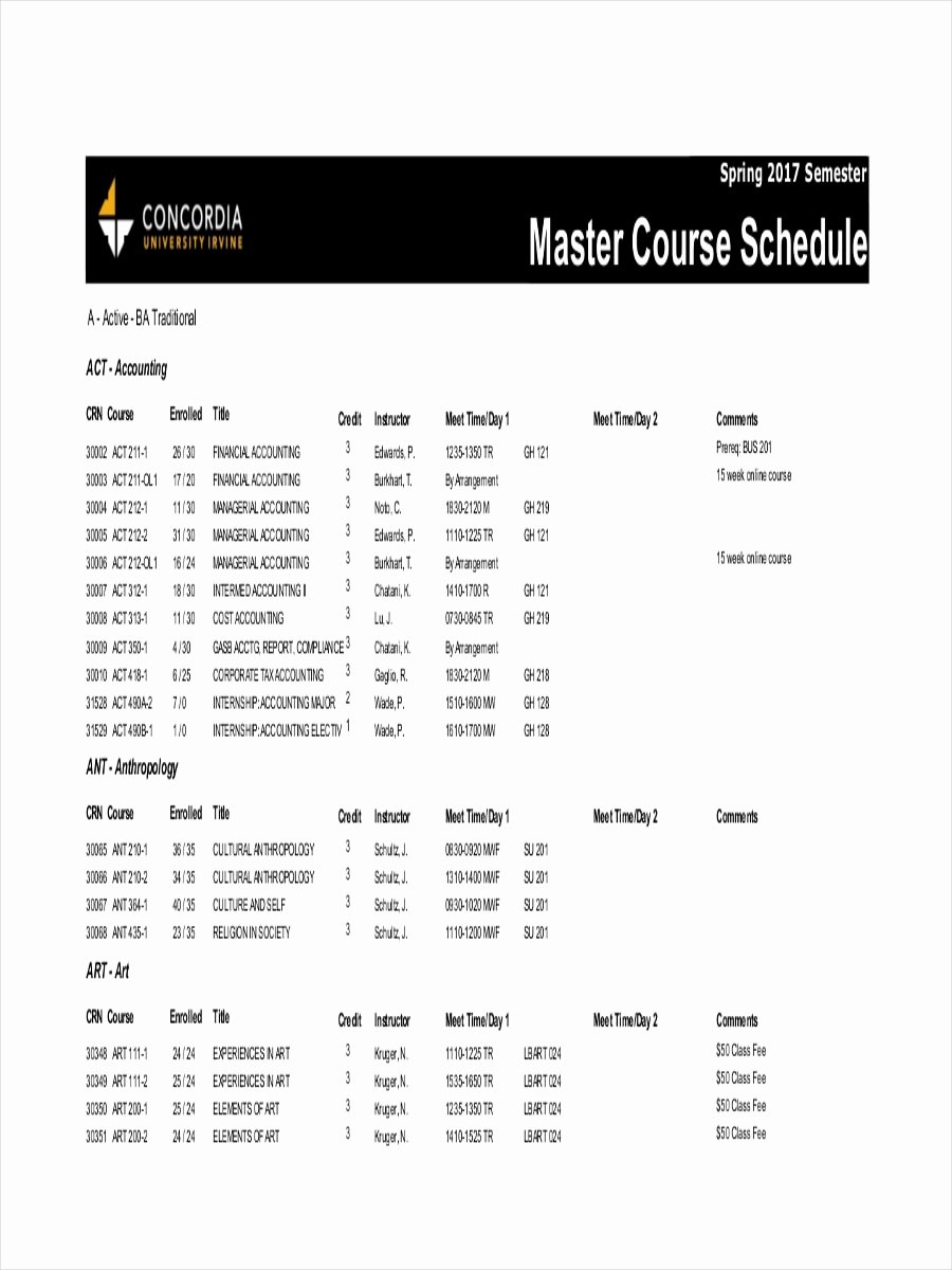 Free School Master Schedule Template Inspirational Free 8 Master Schedule Examples &amp; Samples In Pdf