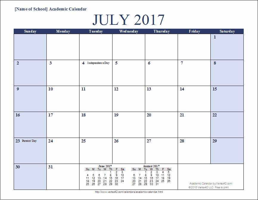Free School Master Schedule Template Lovely Academic Calendar Templates for 2016 2017