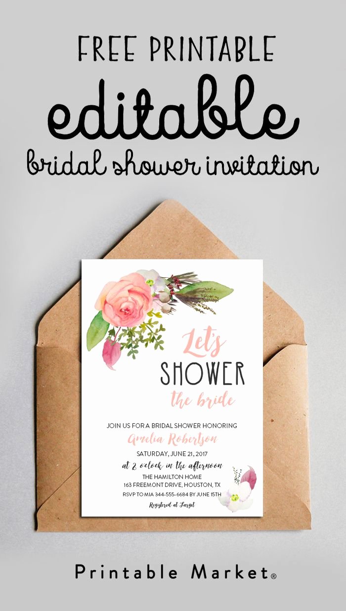 Free Shower Invitation Template Best Of Free Editable Bridal Shower Invitation Watercolor Flowers