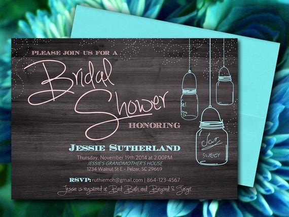 Free Shower Invitation Template Elegant Mason Jar Wood Bridal Shower Invitation Rustic Wedding Shower