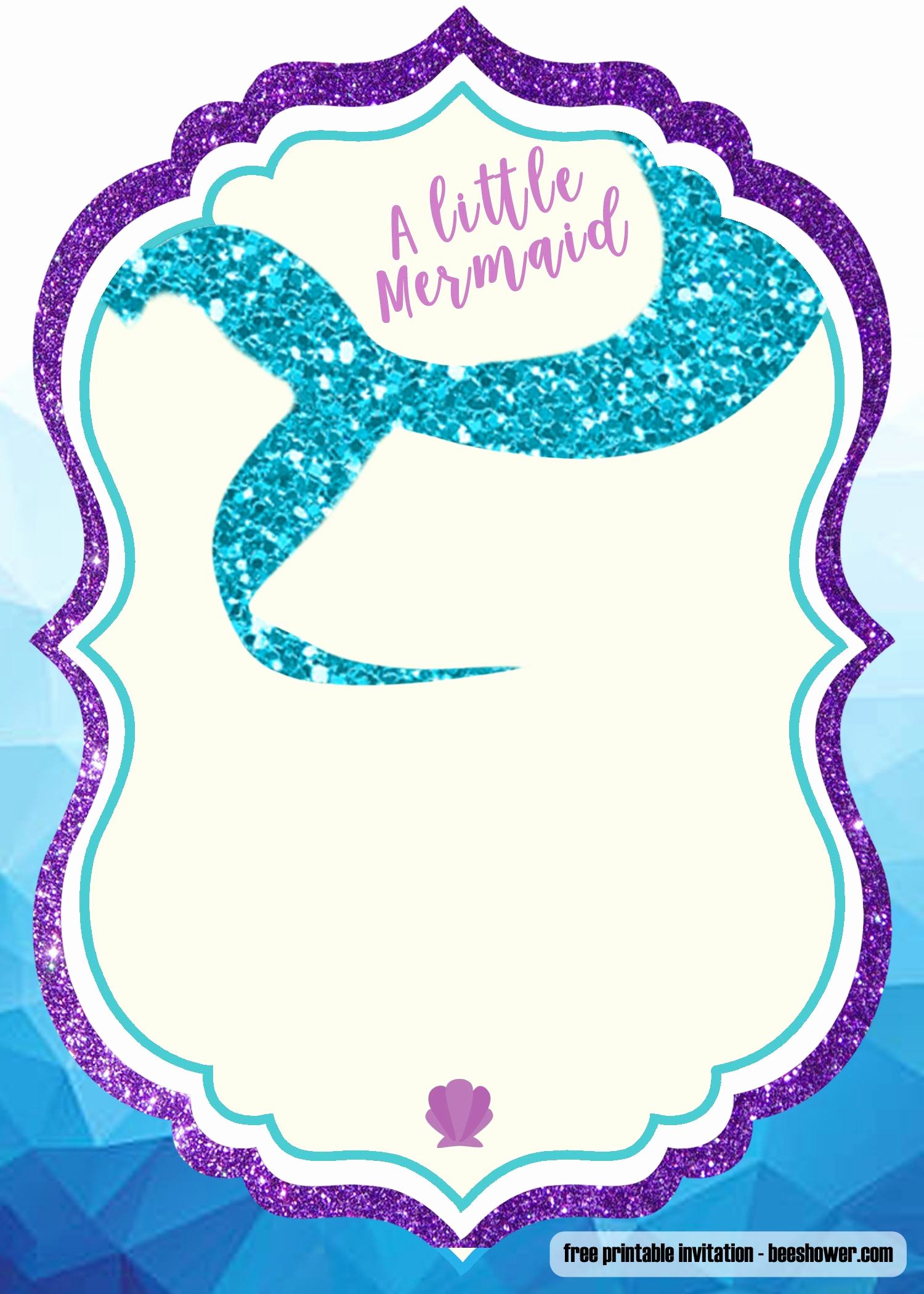 Free Shower Invitation Template New Free Printable Mermaid Baby Shower Invitation Templates