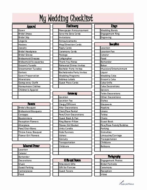 Free Wedding Plan Template Awesome Wedding Planning Checklist Download Pdf