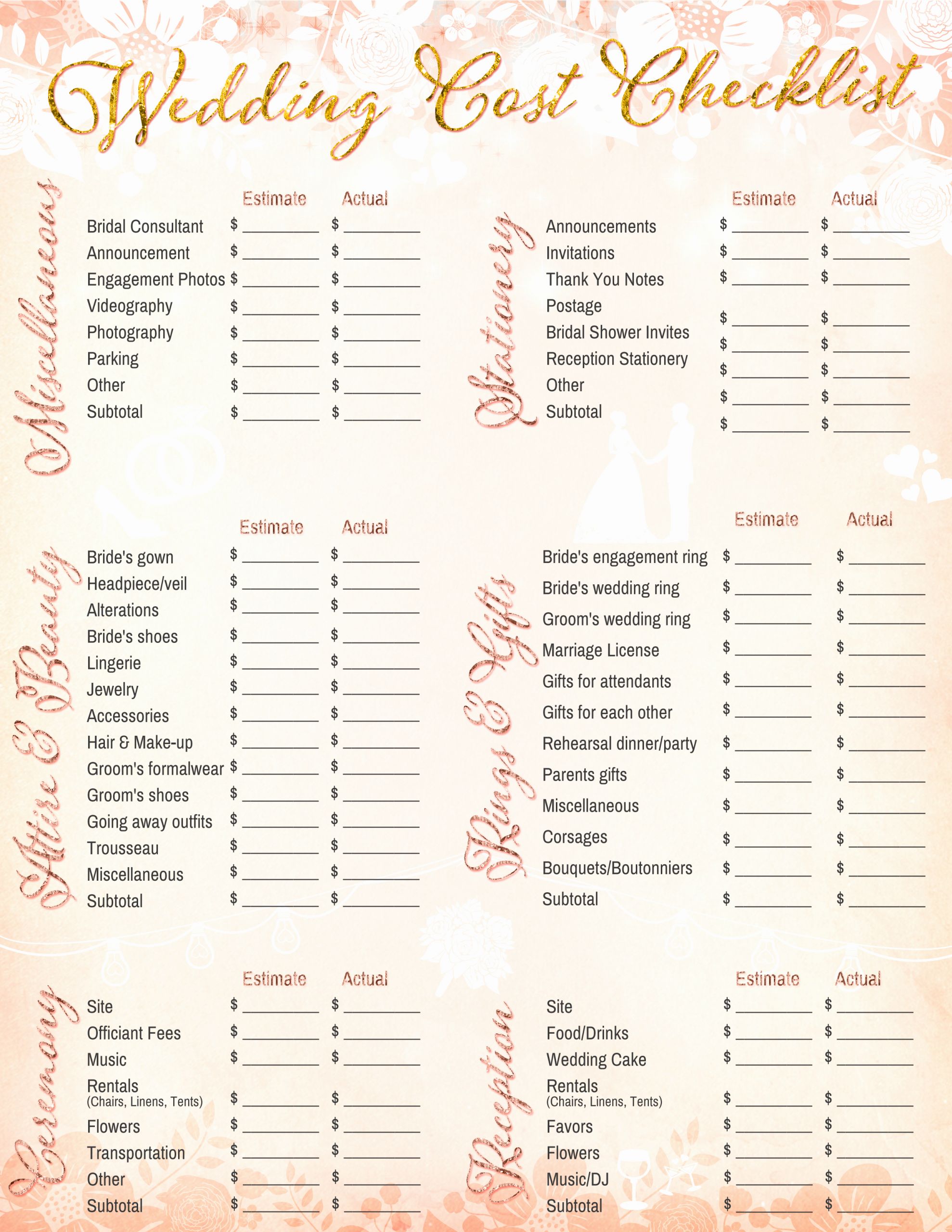 Free Wedding Plan Template Unique 10 Printable Wedding Checklists for the organized Bride