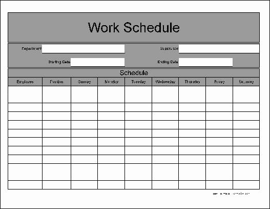 Free Weekly Work Schedule Template Awesome Free Wide Row Weekly Work Schedule From formville