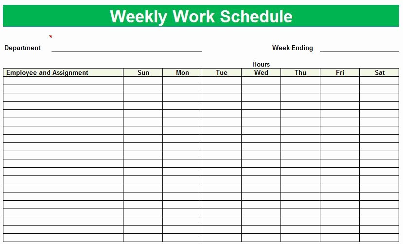 Free Weekly Work Schedule Template Fresh Printable Blank Weekly Schedule