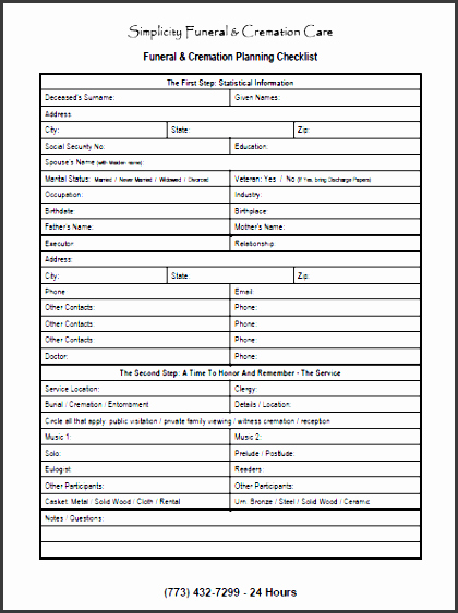 Funeral Planning Checklist Template Best Of 7 Funeral Planning Checklist Example Sampletemplatess