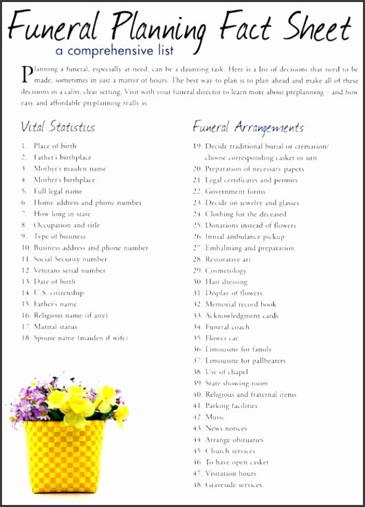 Funeral Planning Checklist Template New 5 Funeral Planning Checklist Sample Sampletemplatess