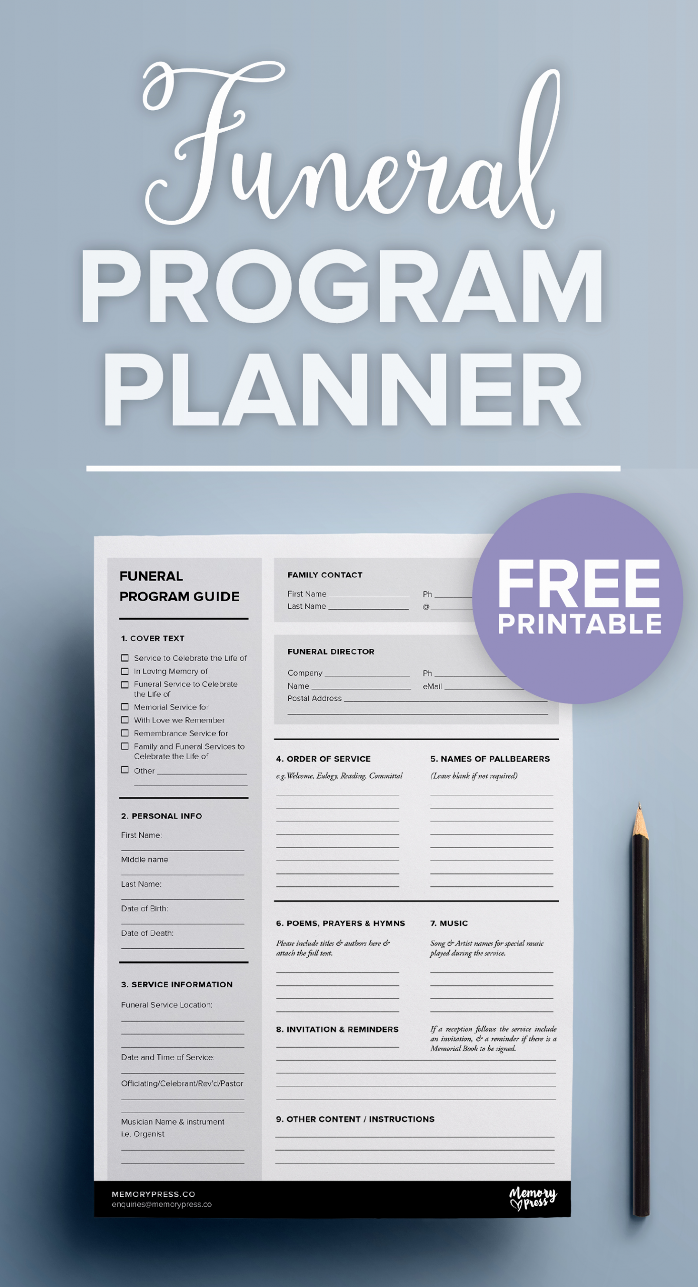 Funeral Planning Checklist Template New Free Printable Funeral Program Planner